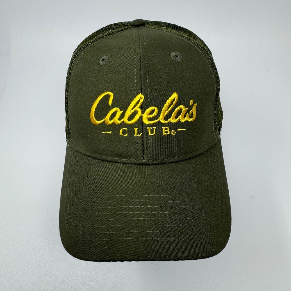 Cabelas Club Trucker Hat Mens Green Mesh Snapback Baseball Cap
